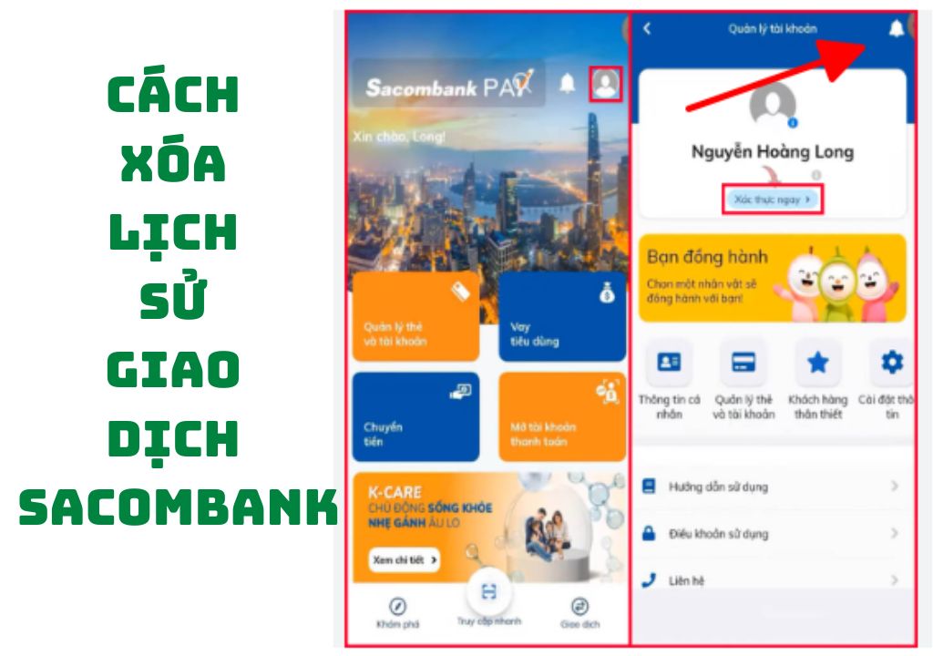 Cách xóa lịch sử giao dịch Sacombank